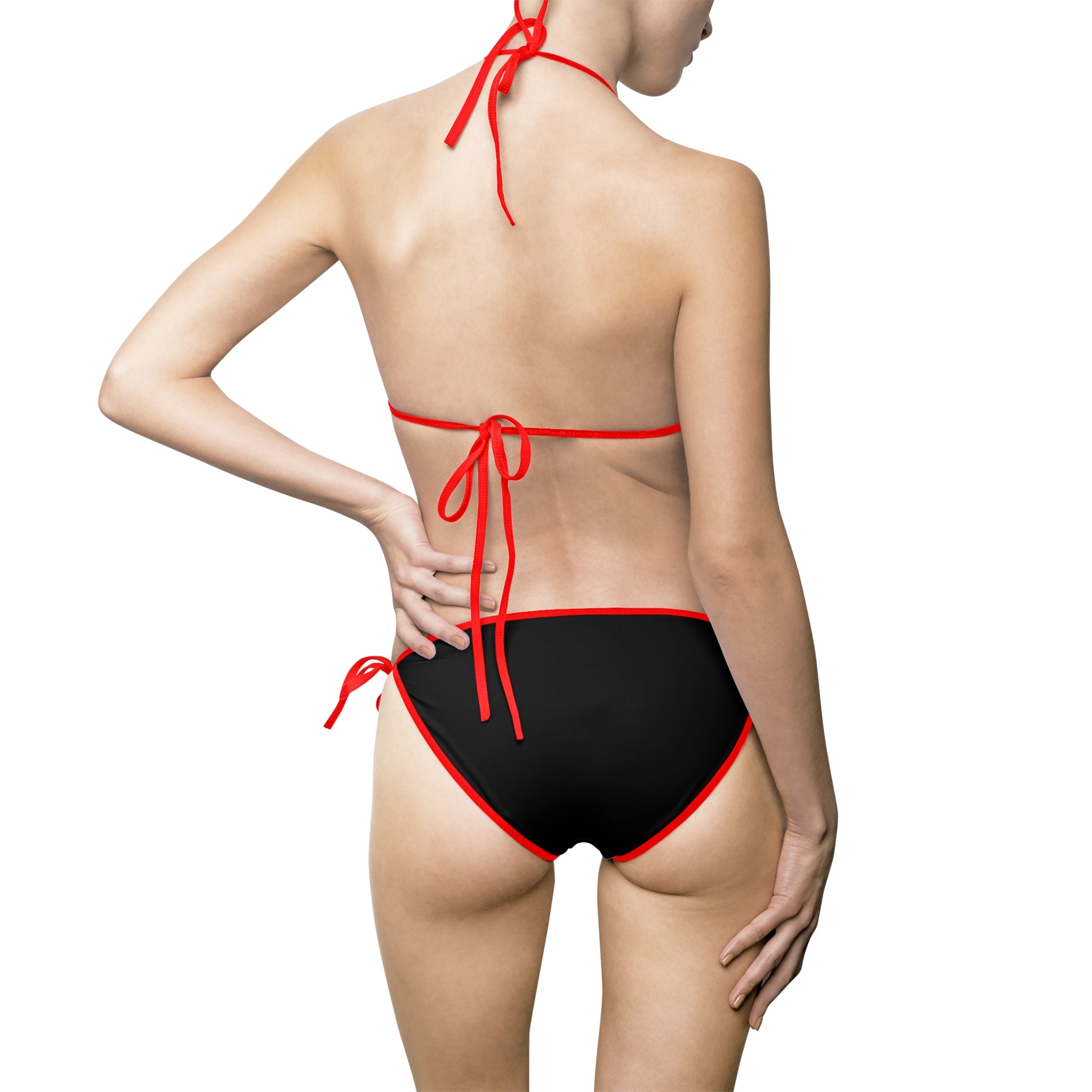 Ferrari Brown Monogram Triangle Bikini — Women's Tie-Side Swimsuit