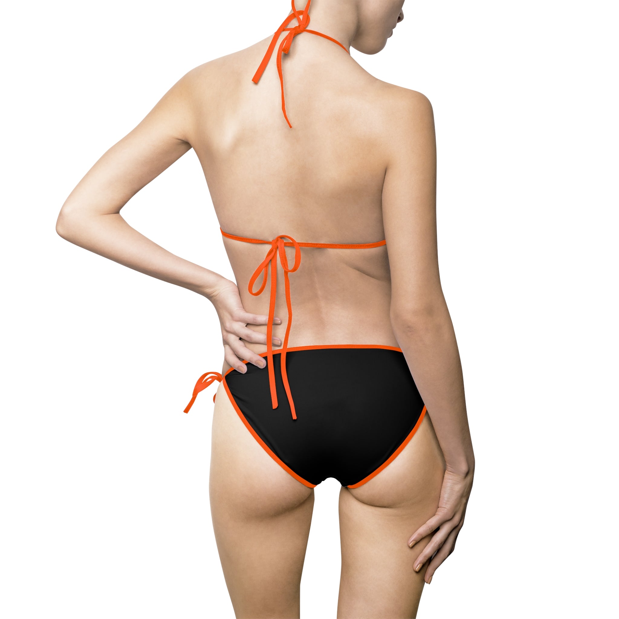 Ferrari Brown Monogram Triangle Bikini — Women's Tie-Side Swimsuit